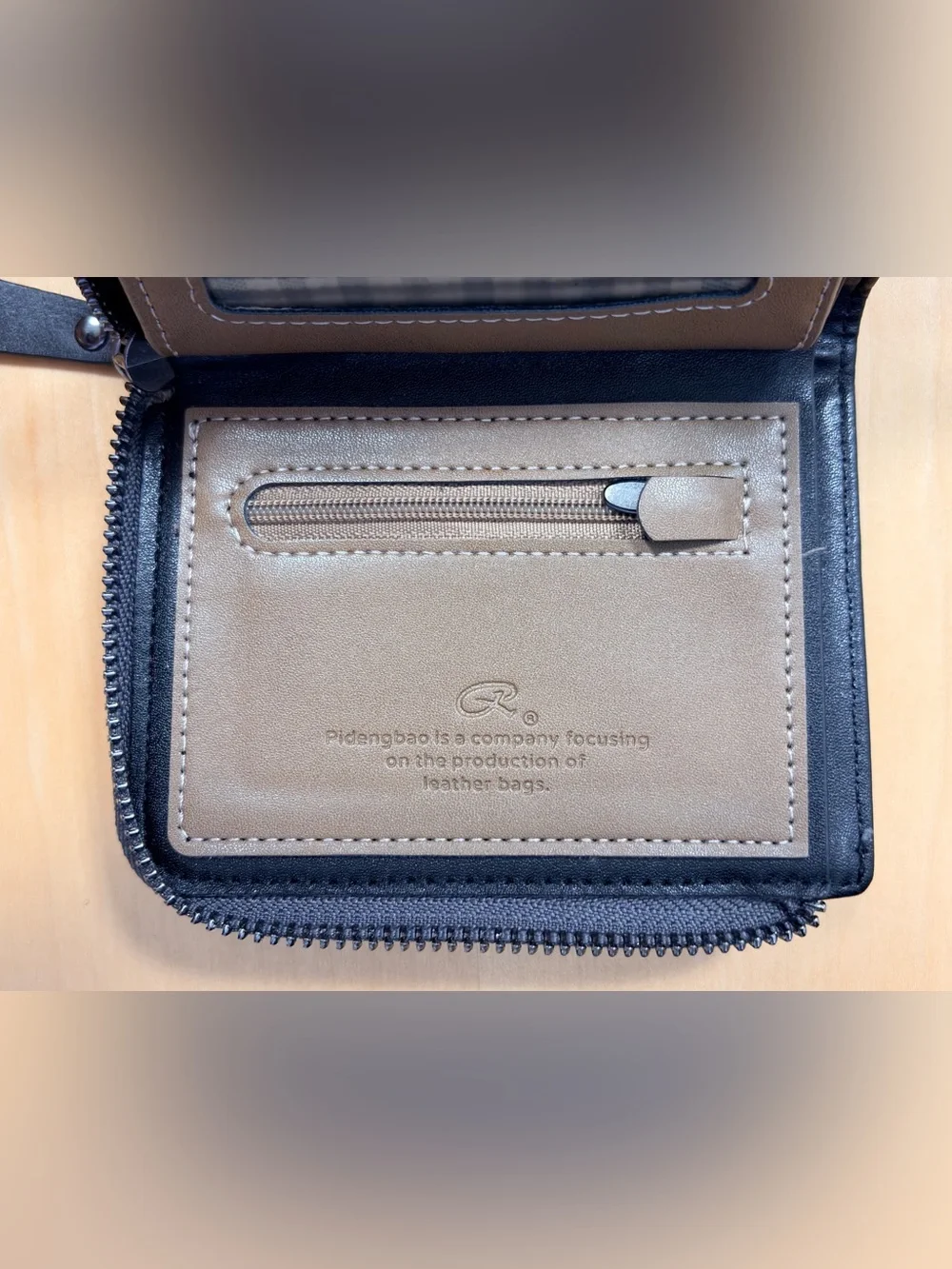 Pidengbao (USED) Two-Tone Gray & Brown Zip Card Holder Wallet